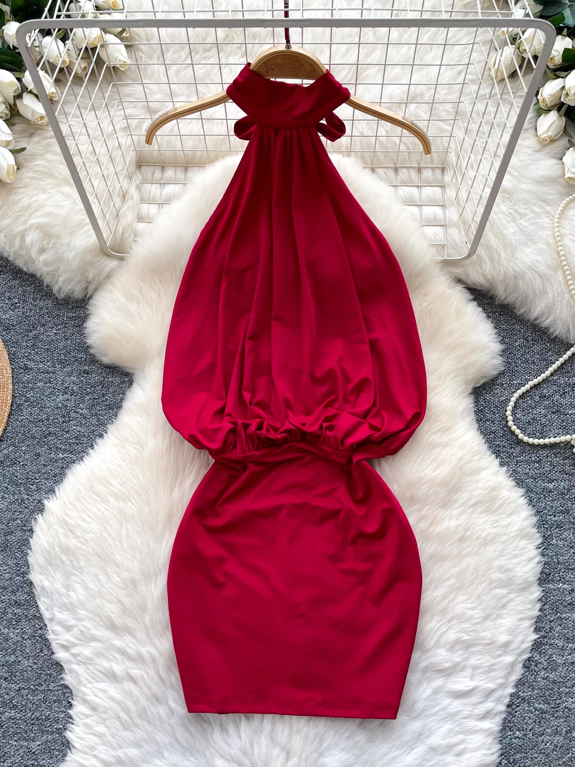 Summer Clothing Elegant - Women's Red Sexy Halter Mini Dress