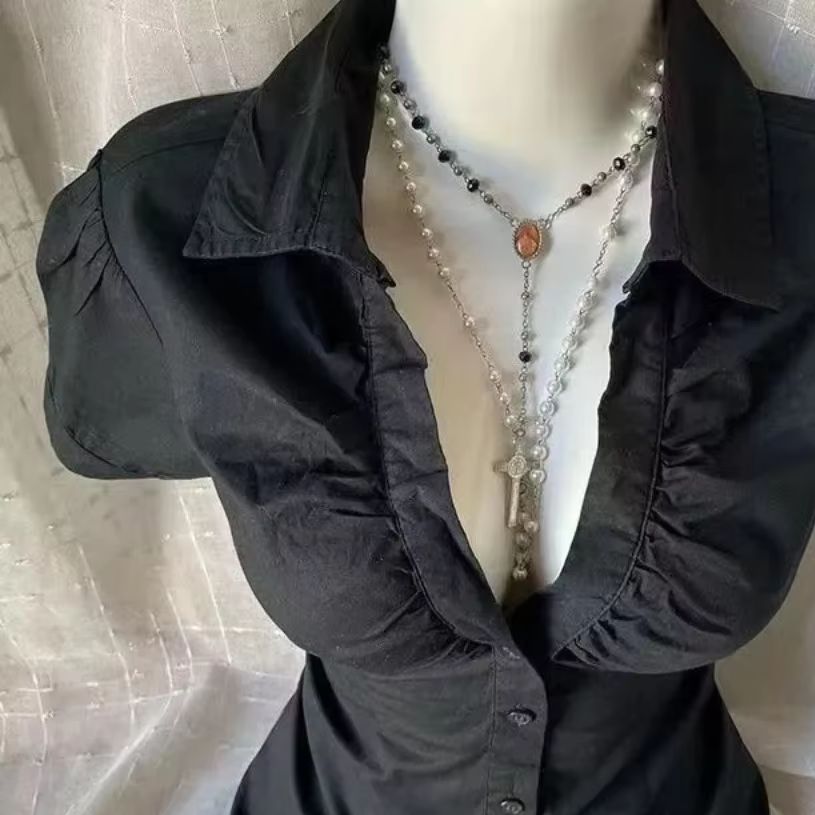 Summer Grunge Clothing - Womens Y2K Grunge Blouse Gothic Short
