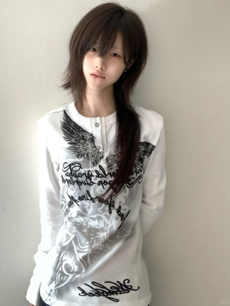 Summer Grunge Clothing - Japanese Vintage Wing Letter Printing Casual