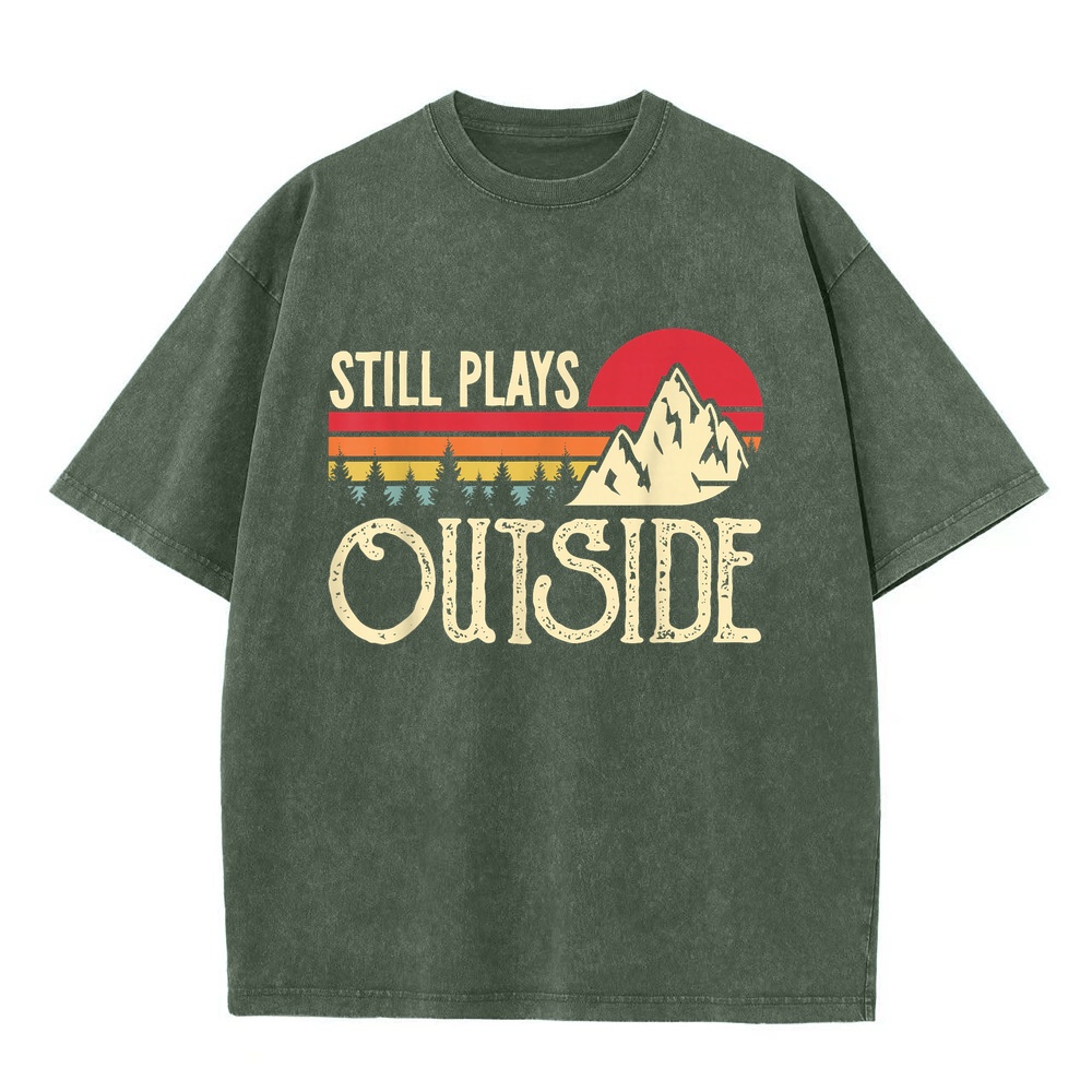Vintage Summer Clothing Brand - Still Plays Outside Funny Vintage Camping