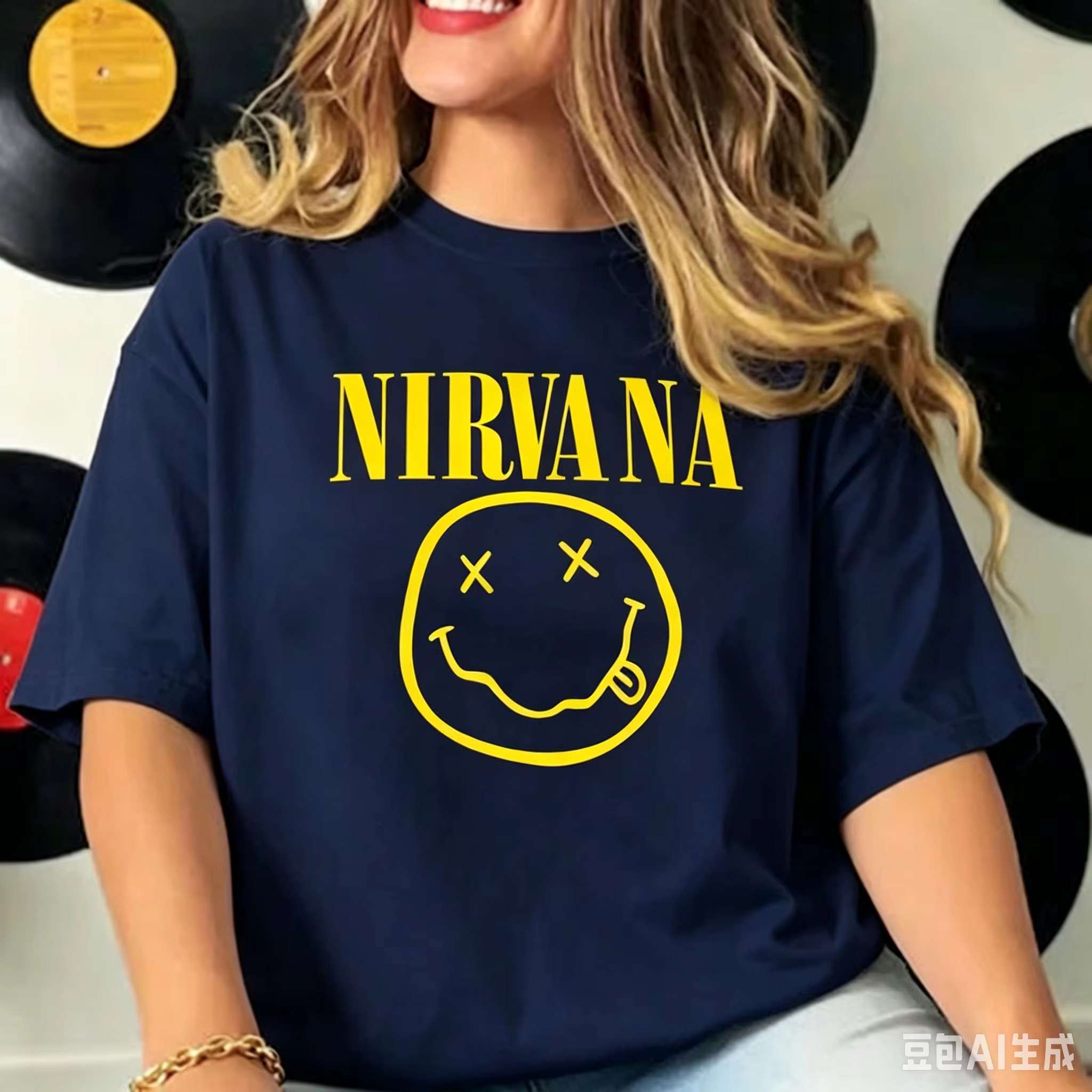 Summer Grunge Clothing - Nirvana Smiley Face Tee, 90s Vintage