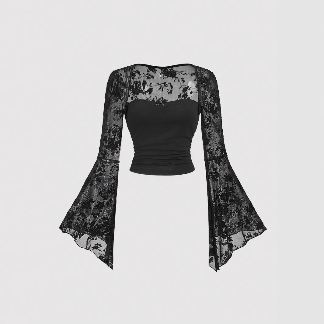 Gothic Sexy Lace Mesh Flared L - Summer Grunge Clothing review and price