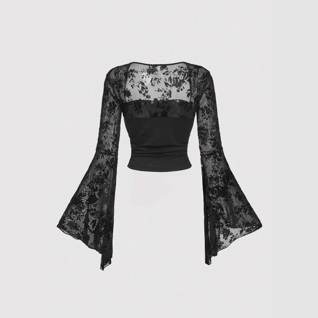 Gothic Sexy Lace Mesh Flared L - Summer Grunge Clothing review and price