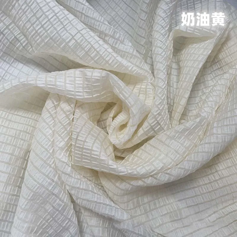 Cream Yellow Checkered Fabric  - Yellow Summer Clothing review and price