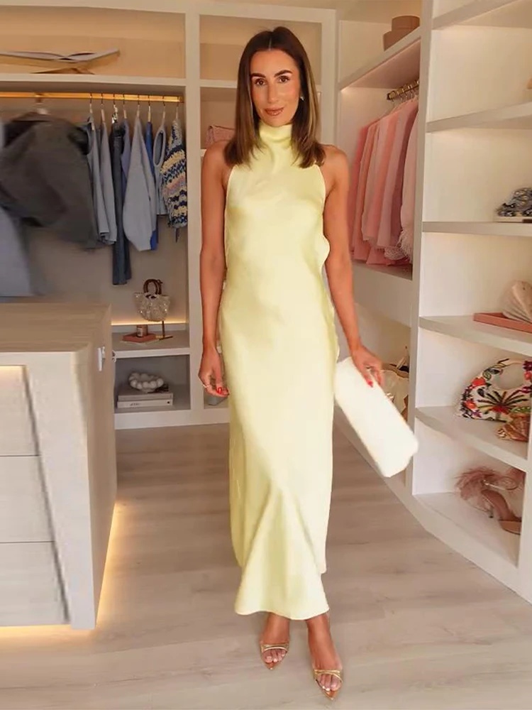 Women's Evening Party Long Dre - Yellow Summer Clothing review and price