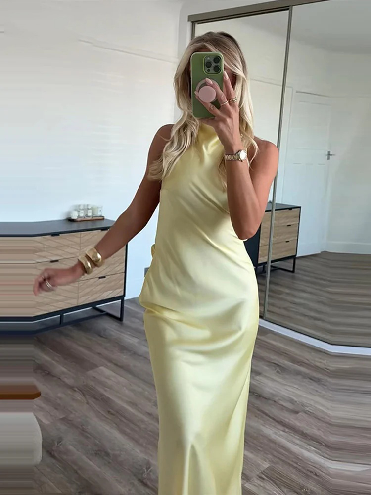 Women's Evening Party Long Dre - Yellow Summer Clothing review and price