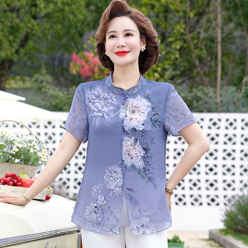 Elegant Chiffon Shirt Set for  - Summer Clothing For Women Over 60 review and price