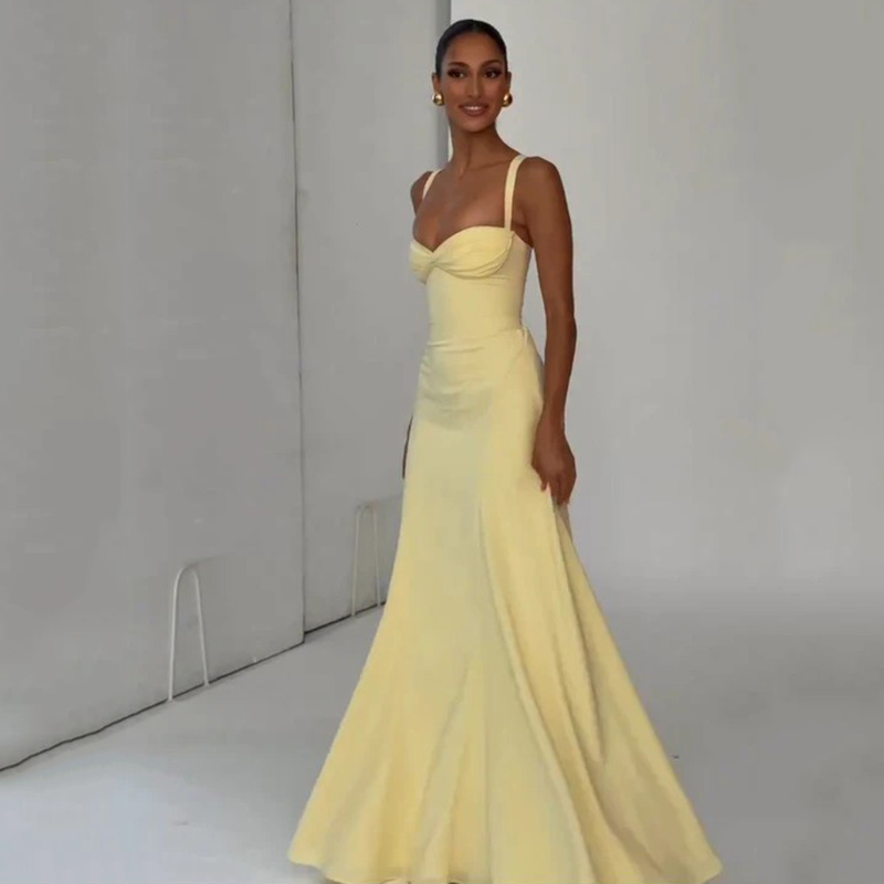 Yellow Low Cut Backless Lace U - Yellow Summer Clothing review and price