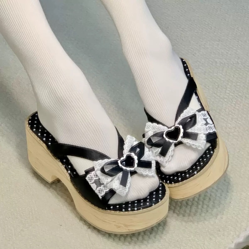 Sweet Bow Wood Grain Thick Bot - Summer Clothing Elegant review and price