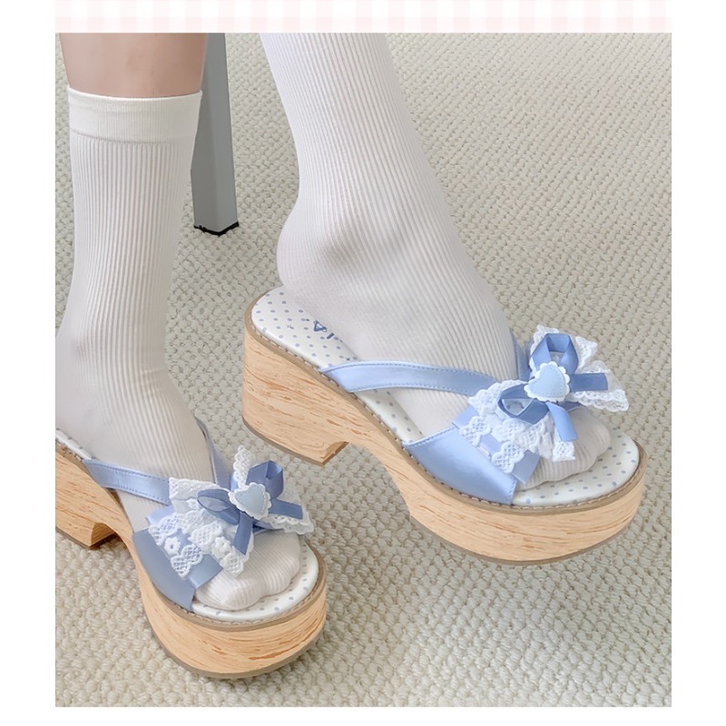 Sweet Bow Wood Grain Thick Bot - Summer Clothing Elegant review and price