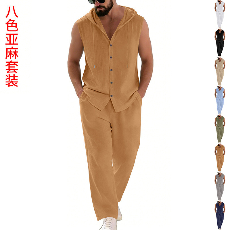 Men's Casual Linen Suit Hooded - Summer Outdoor Clothing review and price