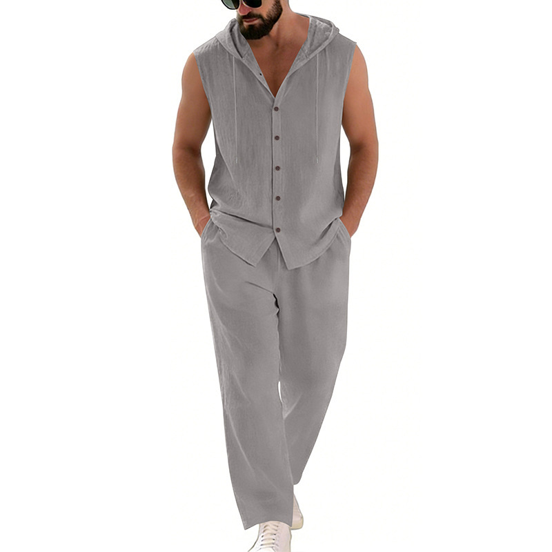Men's Casual Linen Suit Hooded - Summer Outdoor Clothing review and price