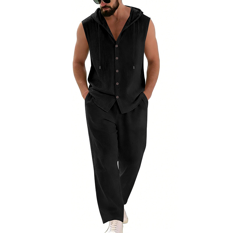 Men's Casual Linen Suit Hooded - Summer Outdoor Clothing review and price