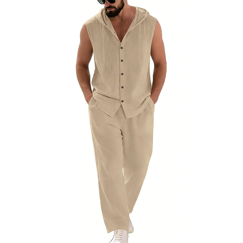 Men's Casual Linen Suit Hooded - Summer Outdoor Clothing review and price