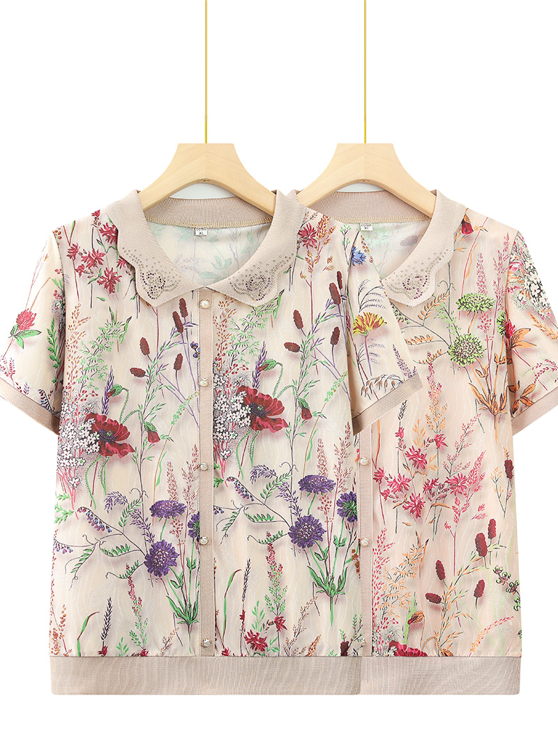 Ice Silk Loose Short Sleeve T- - Summer Clothing For Women Over 60 review and price