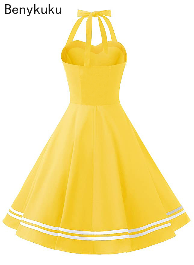 Vintage Halter Yellow Dress Se - Yellow Summer Clothing review and price