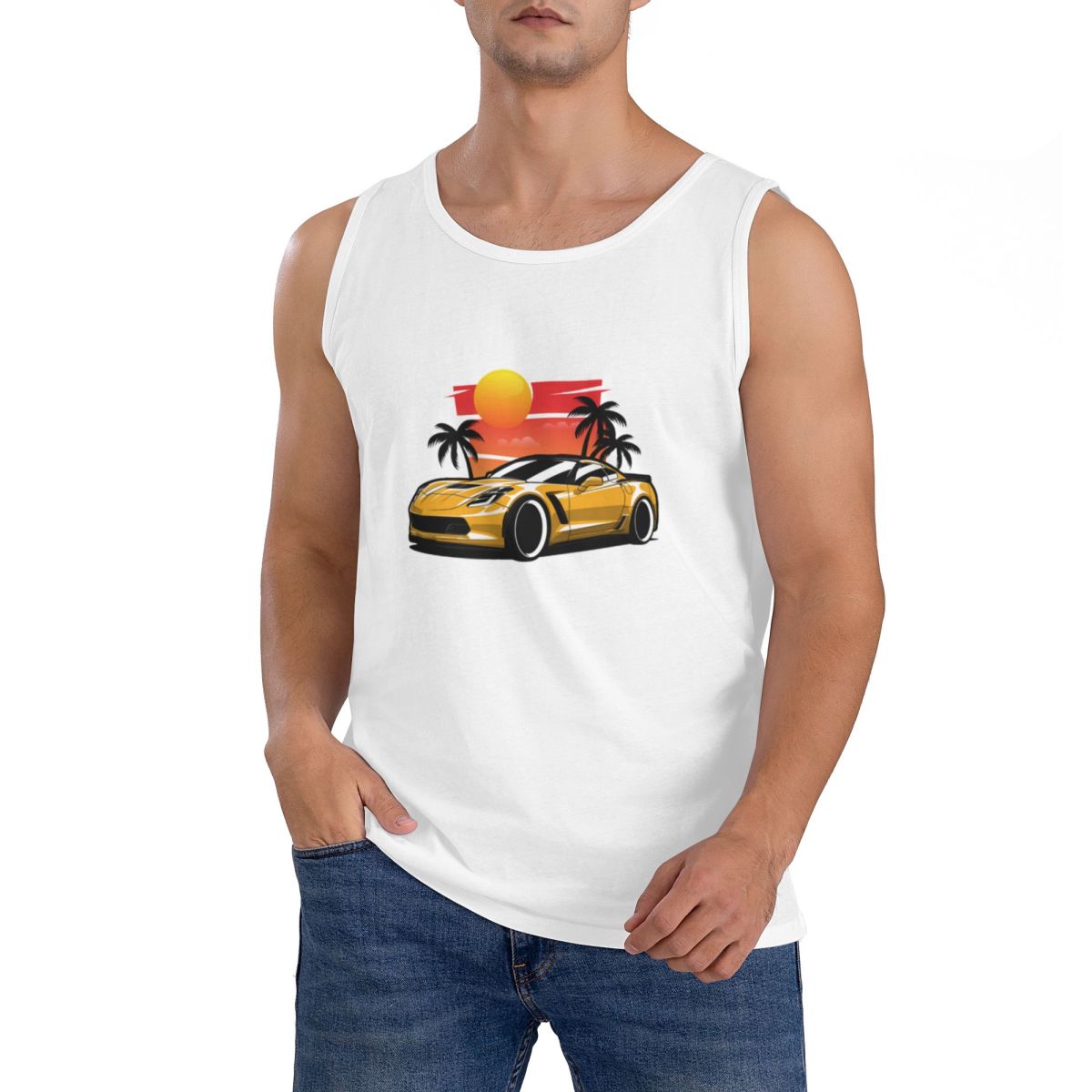 100% Cotton Yellow Corvette Z0 - Yellow Summer Clothing review and price